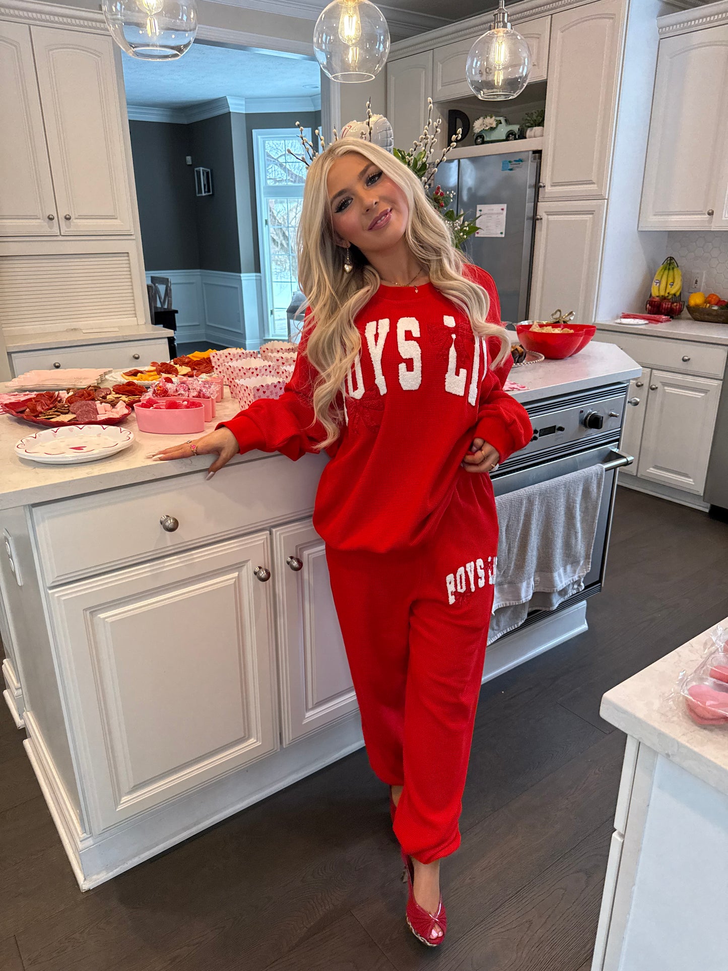 Boys Lie Red Bow Crewneck