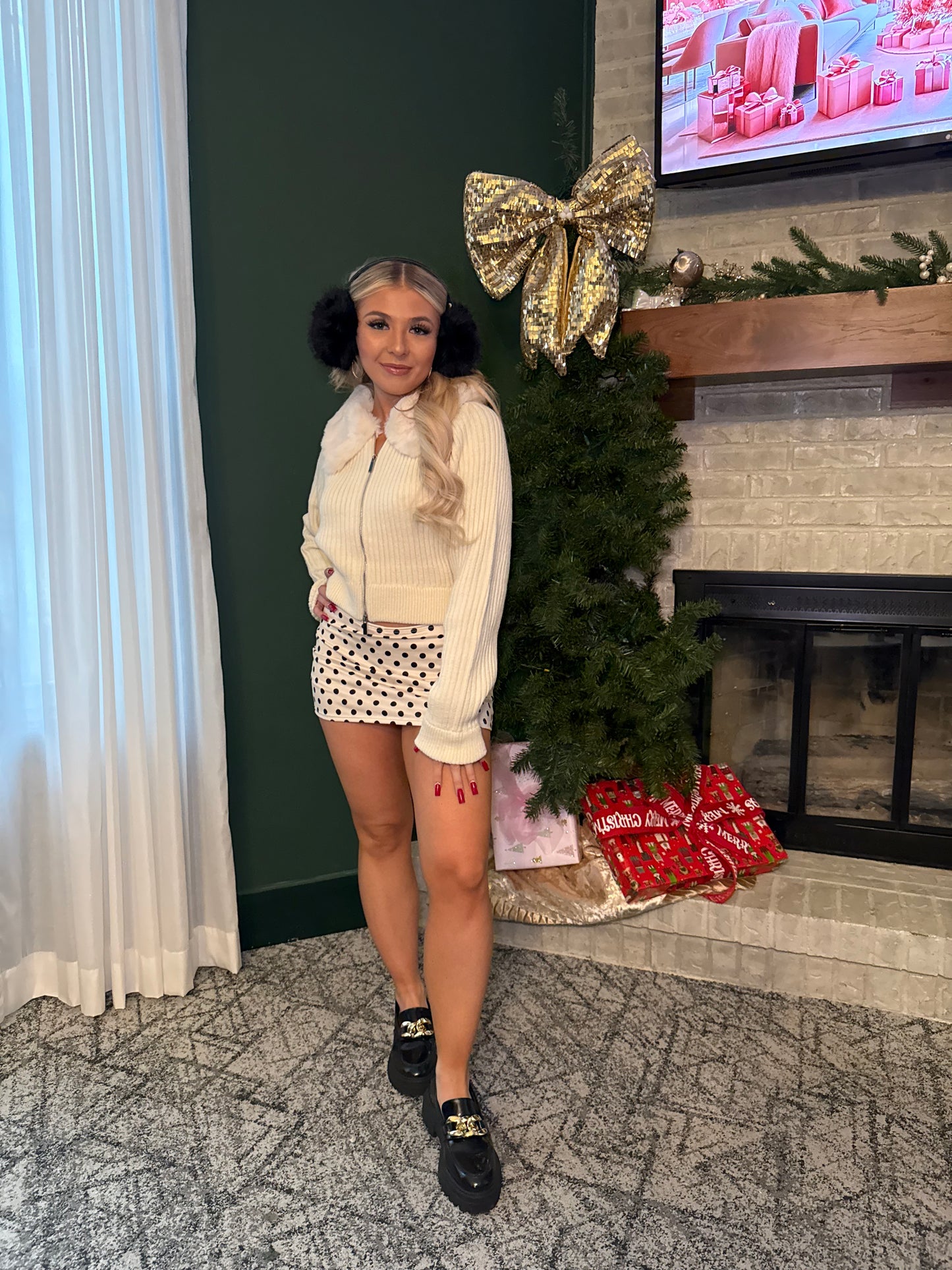Polka Girl Skirt in Ivory