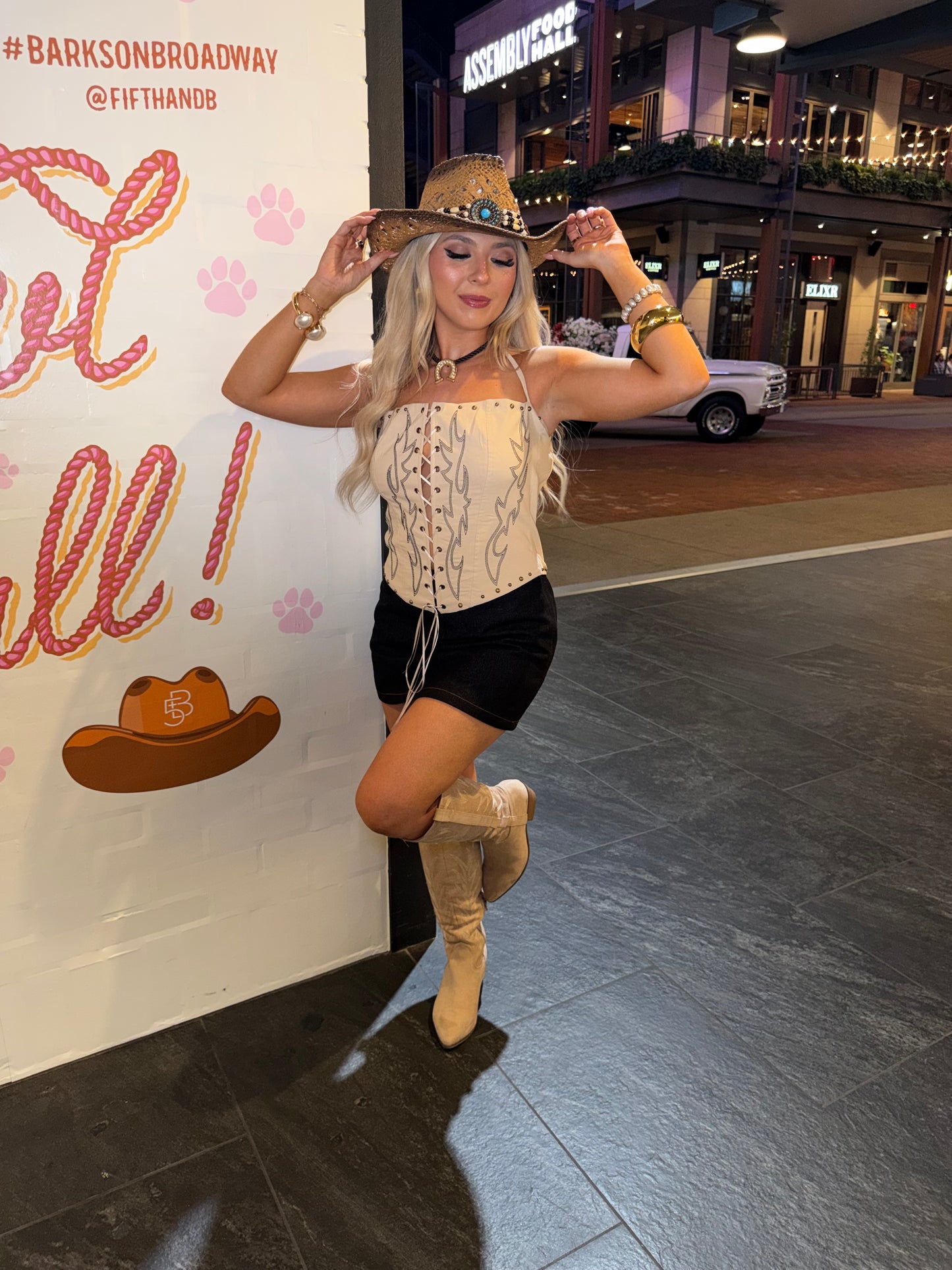Drinkin Til It Does Corset in Cream