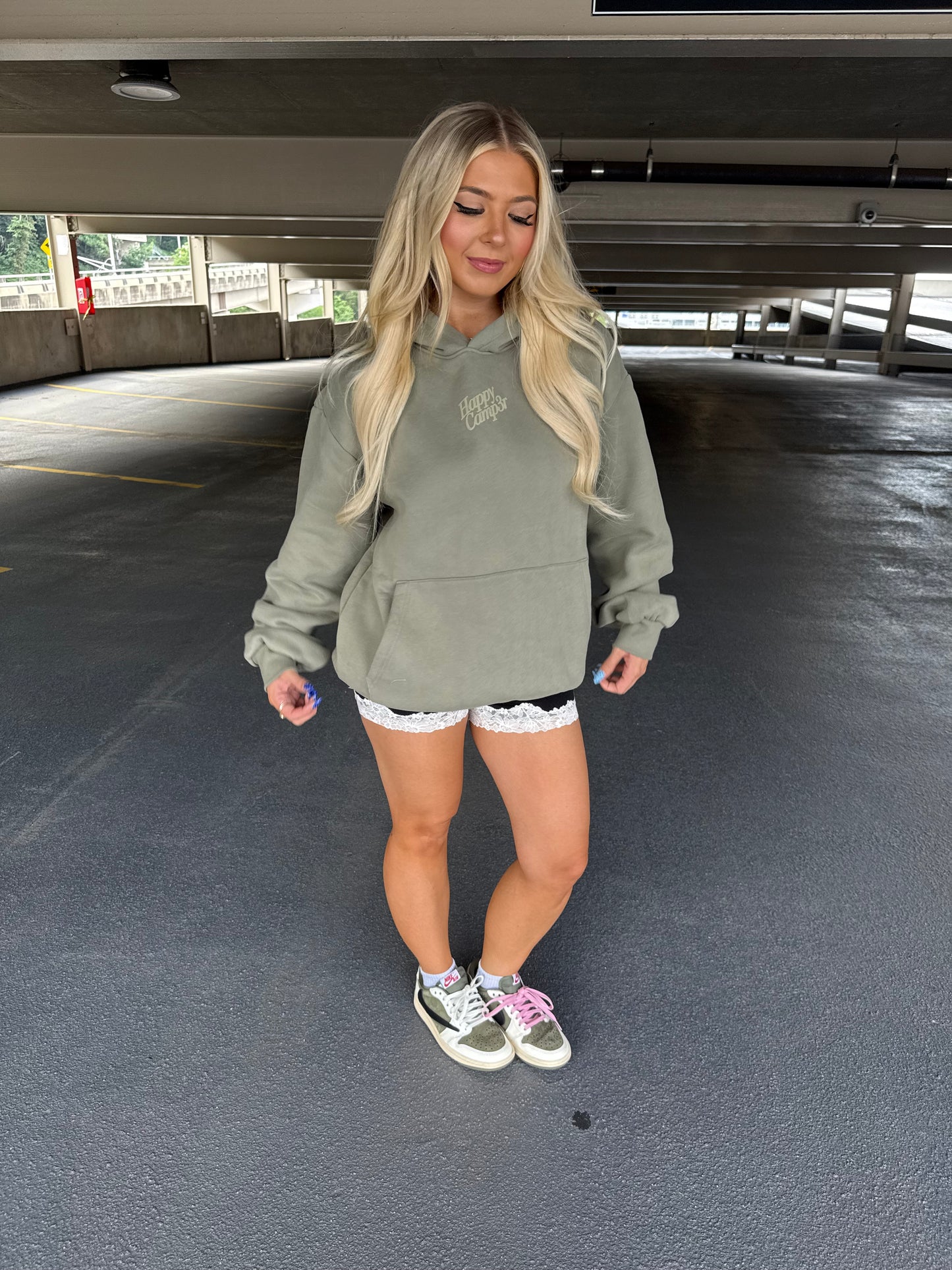Happy Camp3r Puff Series Hoodie in Olive