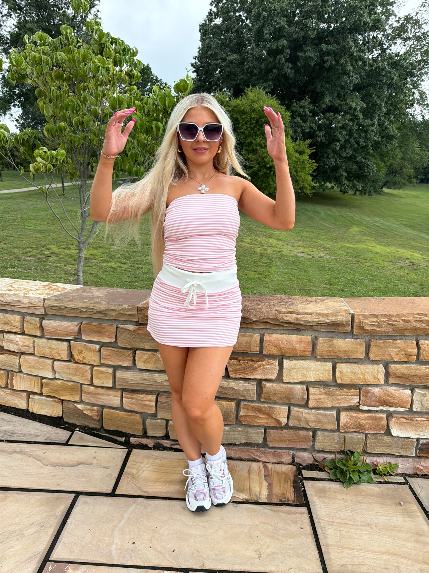 Baby Cakes Striped Set PINK (Skirt)