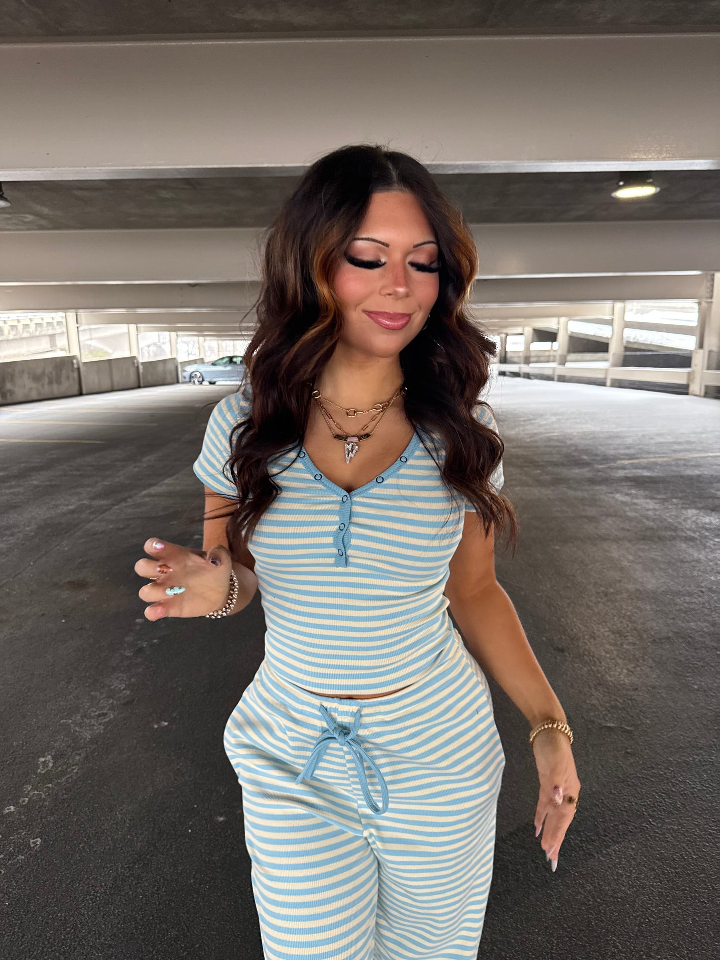 Cuffing Season Stripe Set CLOUD (TOP)