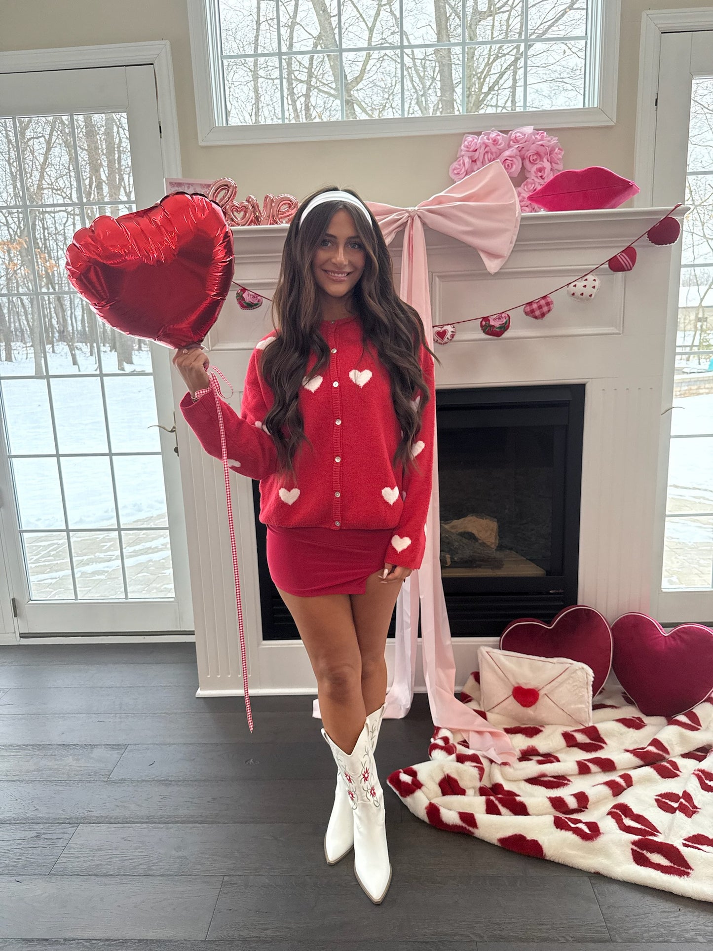 Midi Slit Skirt in Red