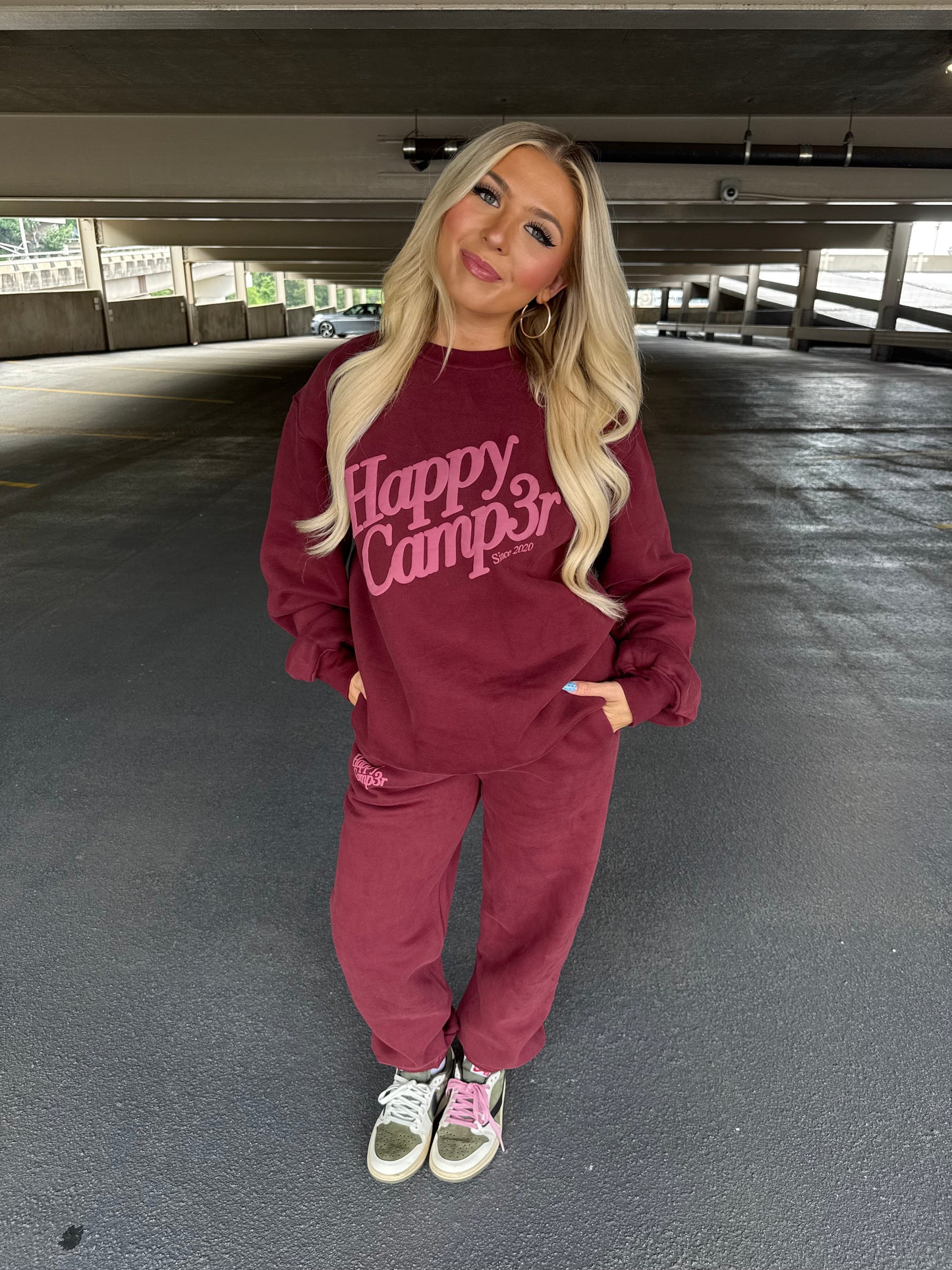 Happy Camp3r Burgundy Jogger