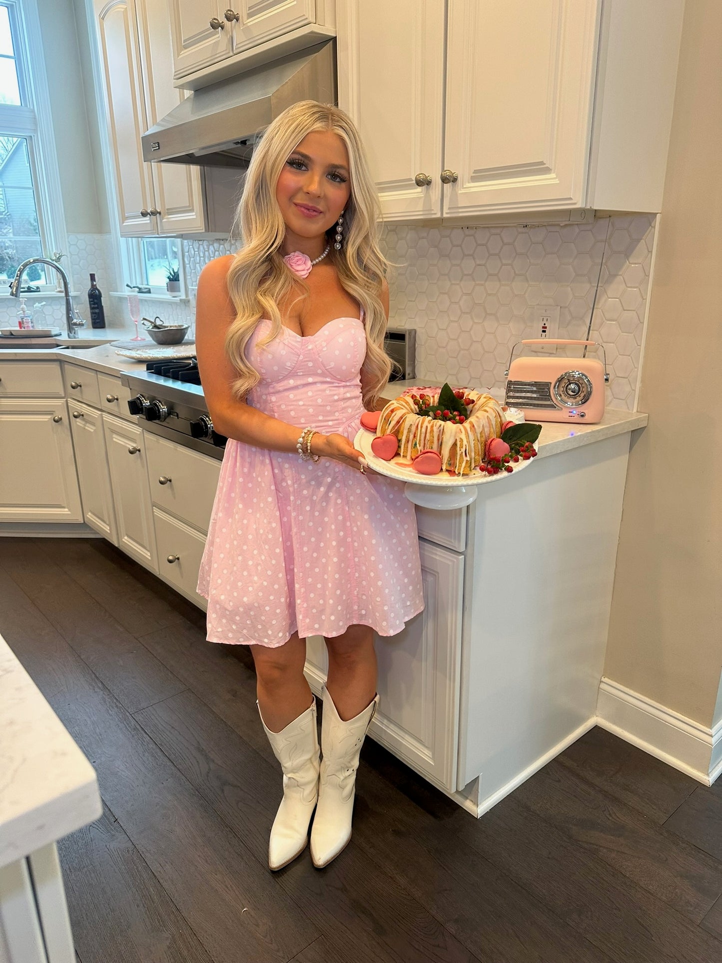 Affectionate Pink Polka Mini Dress