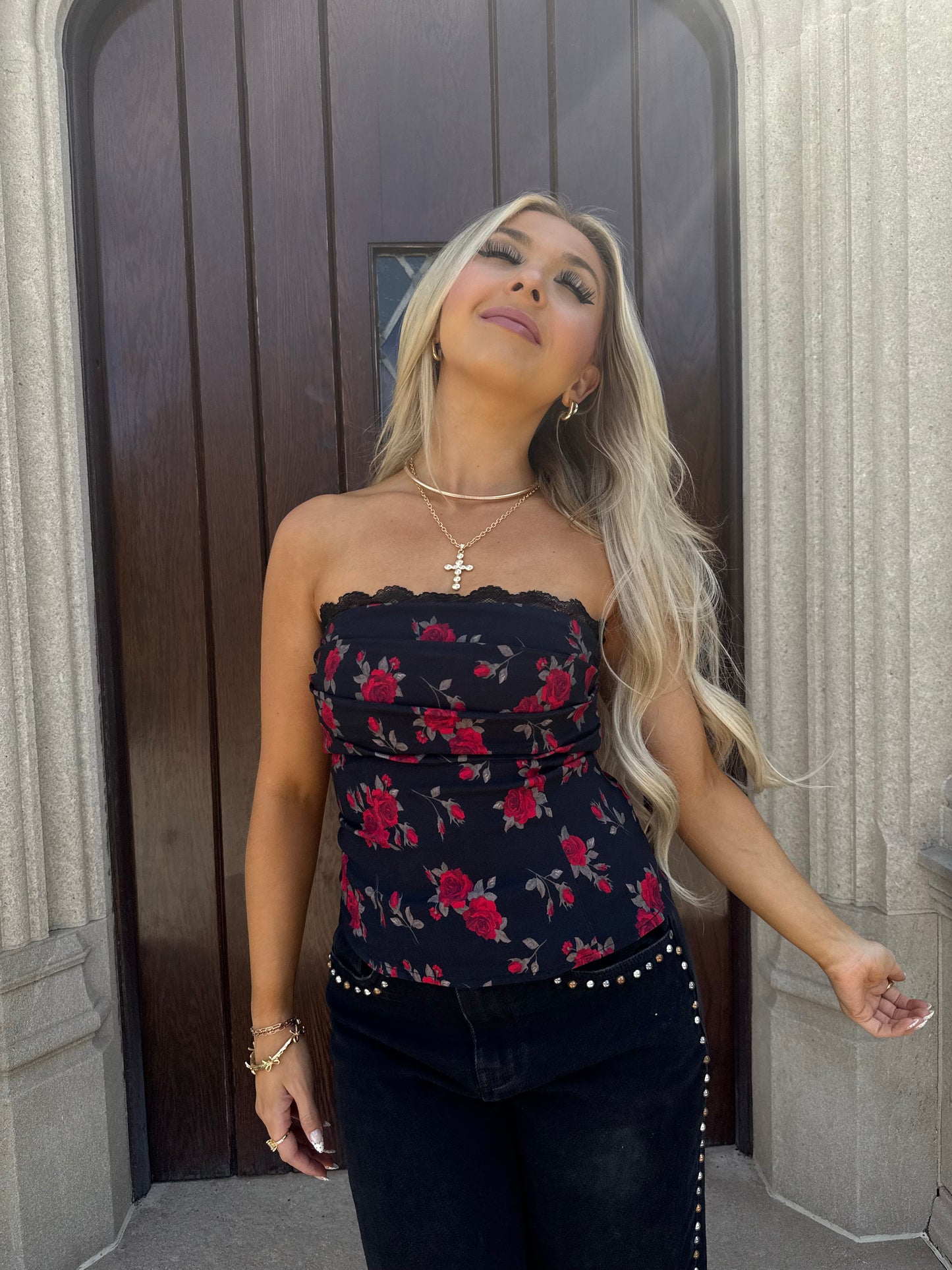 Wine & Roses Tube Top