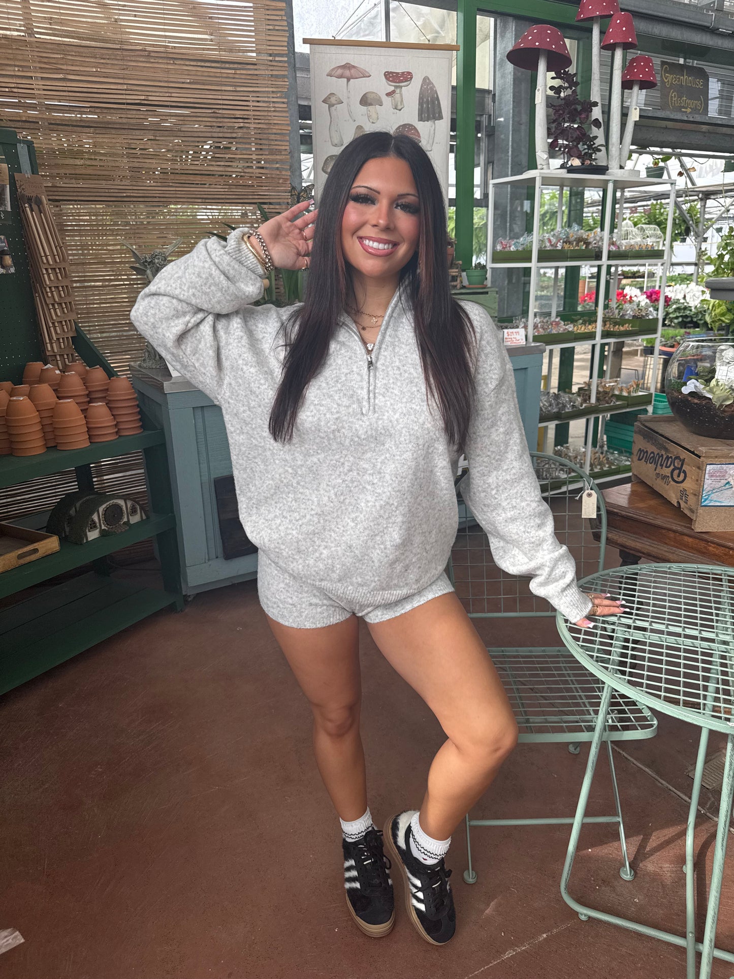 Cozy Club Lounge Set (SHORTS) Grey