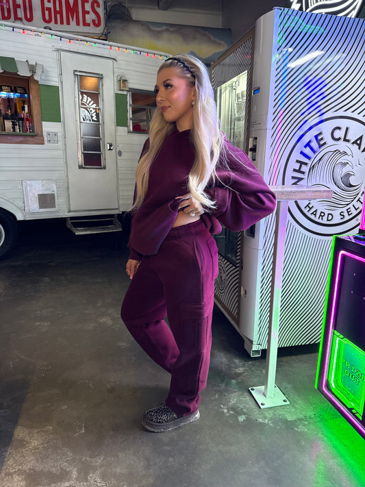 So Fetch Cargo Sweats in Black Cherry