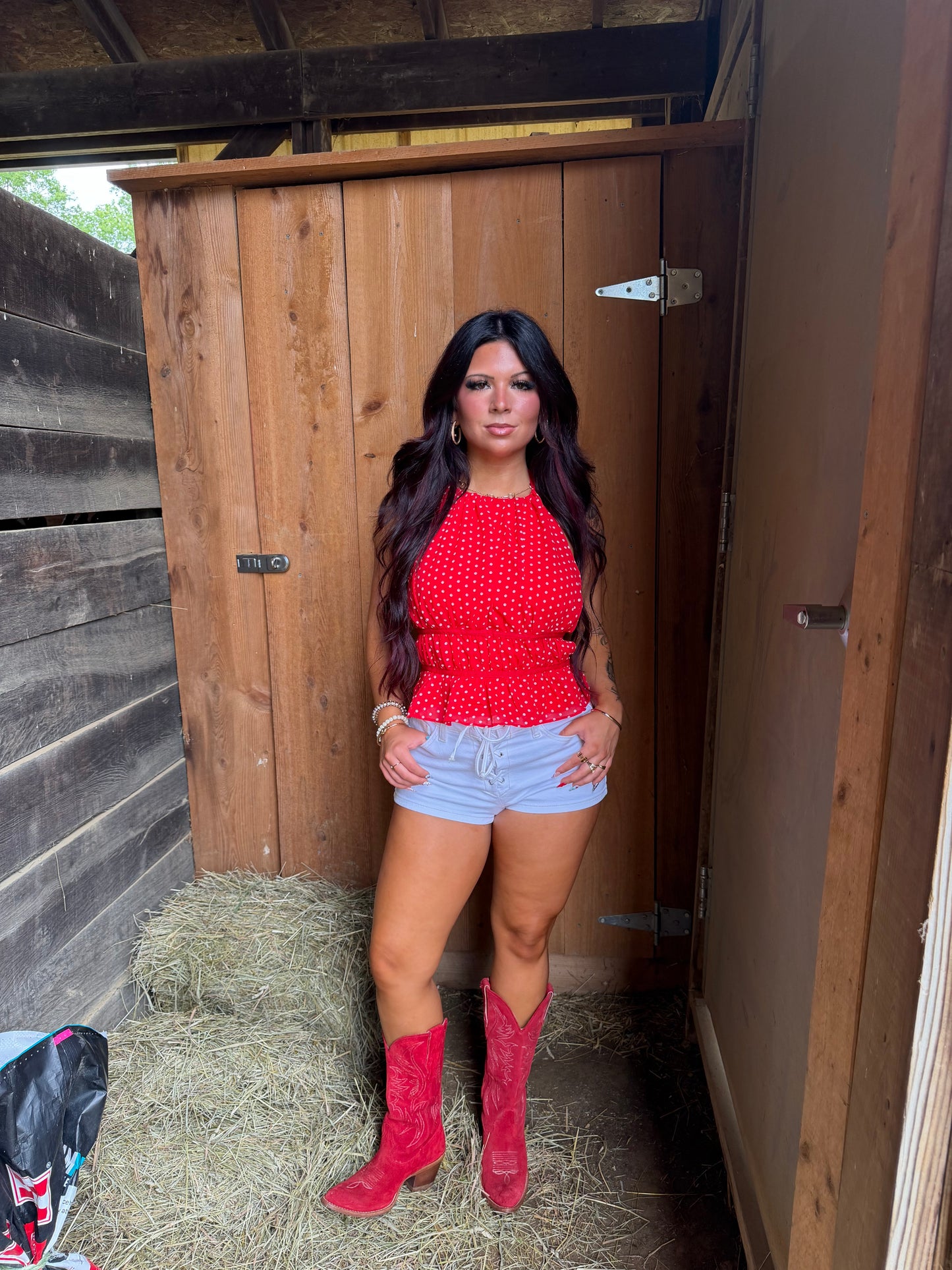 Skye Red Polka Top