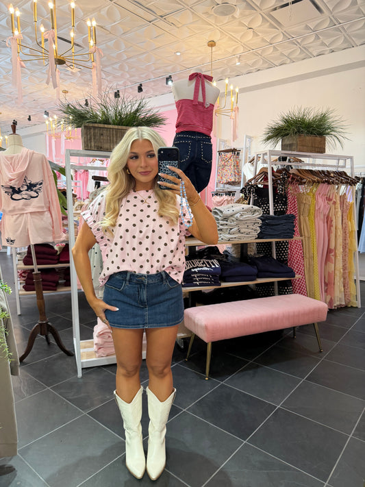 Soundtrack Polka Tee in Pink