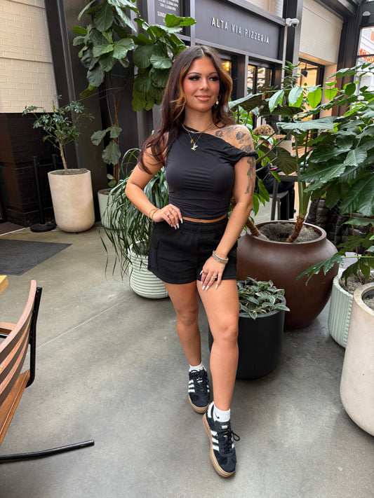 Jamie Black One Shoulder Top