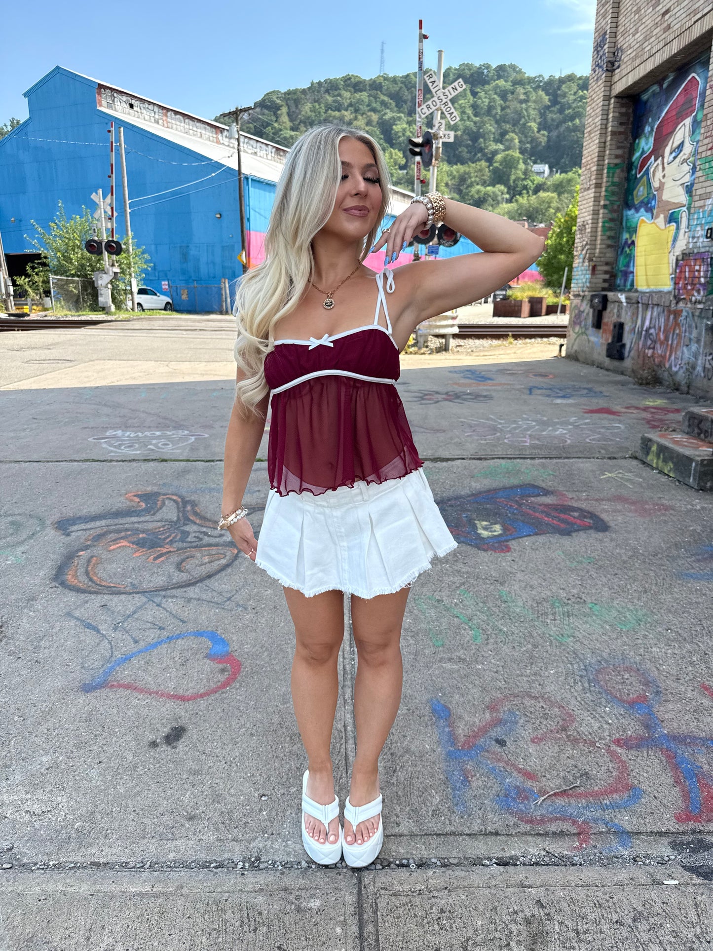 Farmers Market Mini Skirt in White