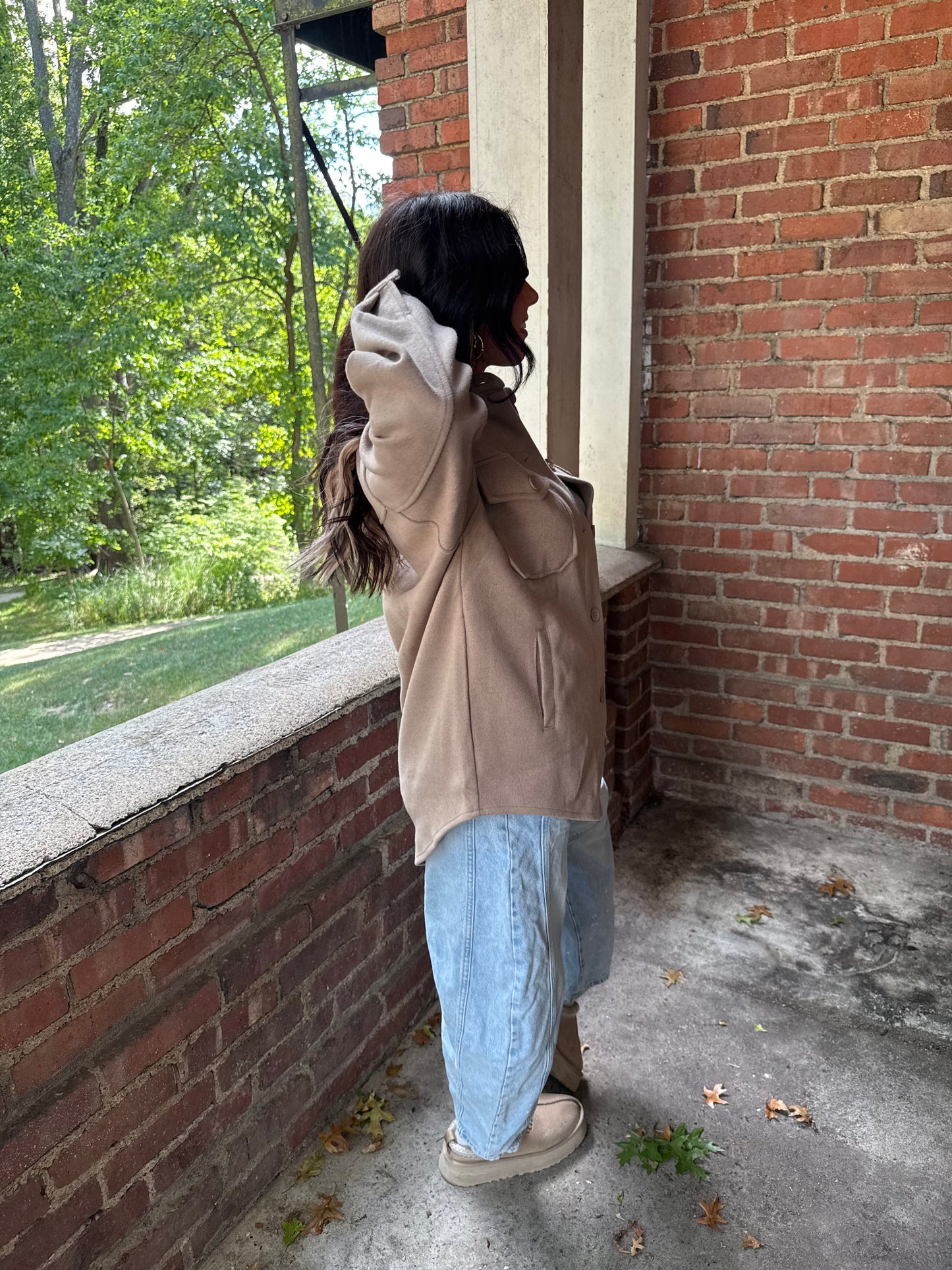 Shopping Addict Shacket in Taupe