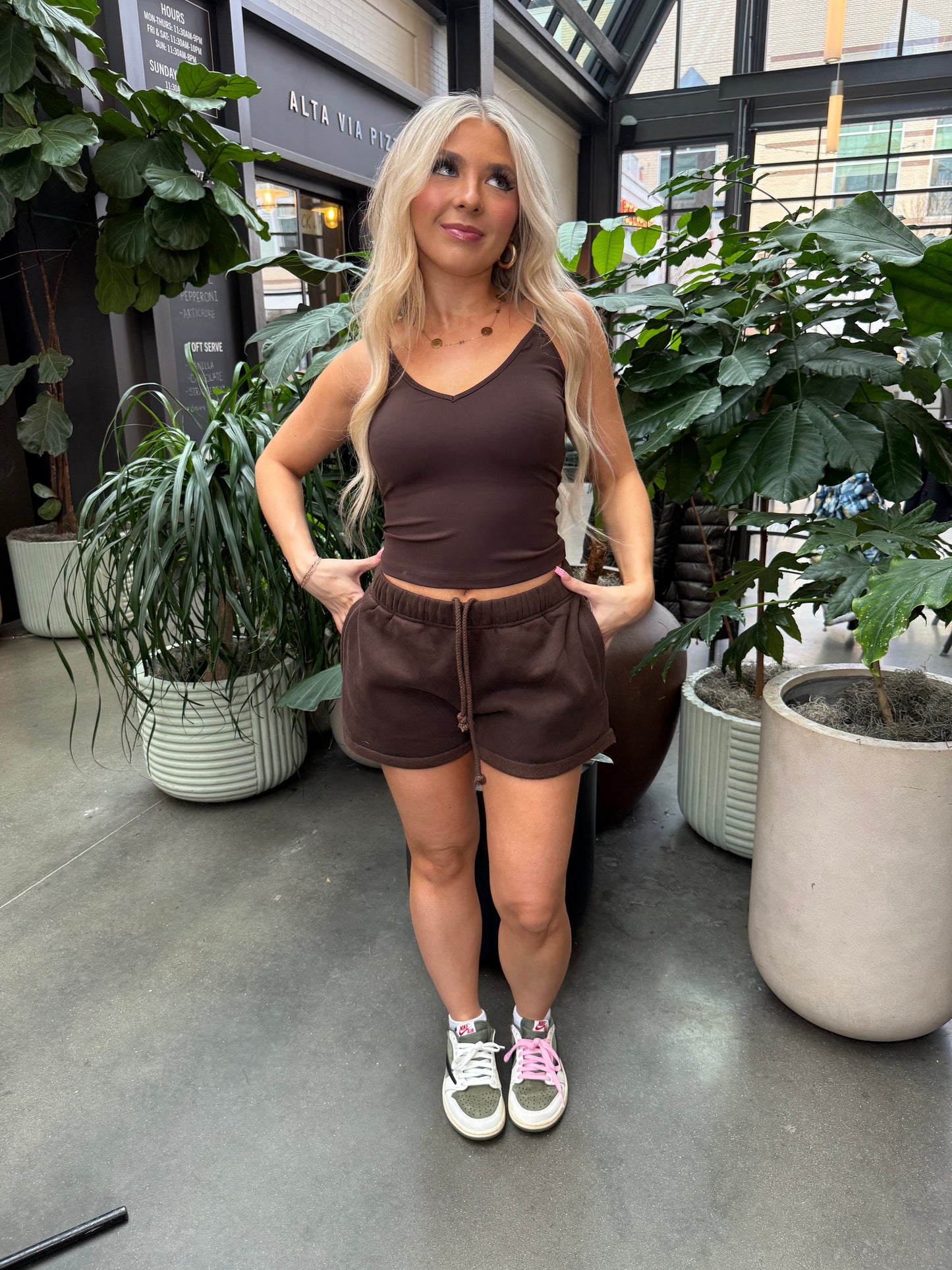 So Fetch Low Rise Shorts in Dark Brown