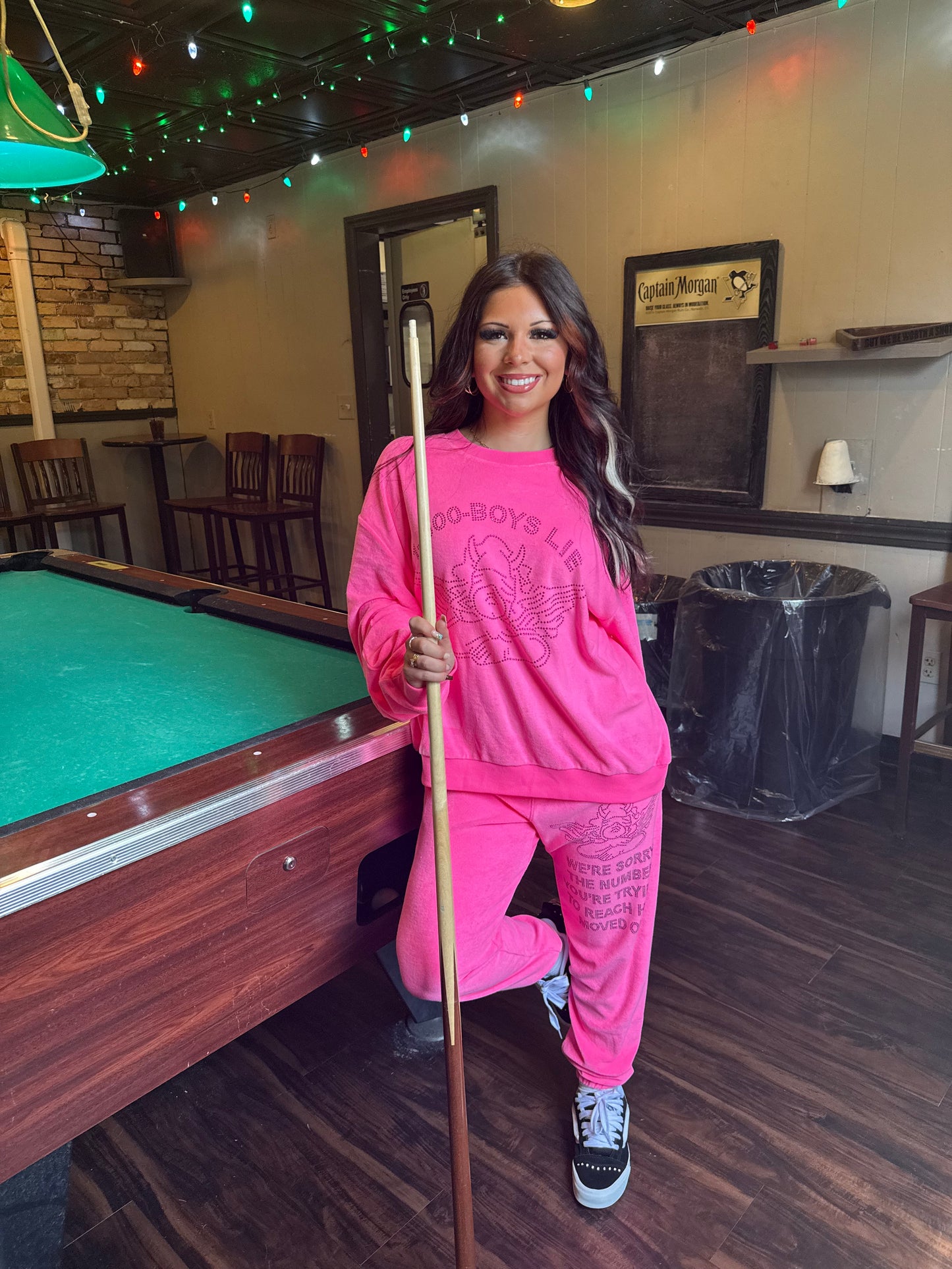 Boys Lie Neon Pink 1-800 Sweats