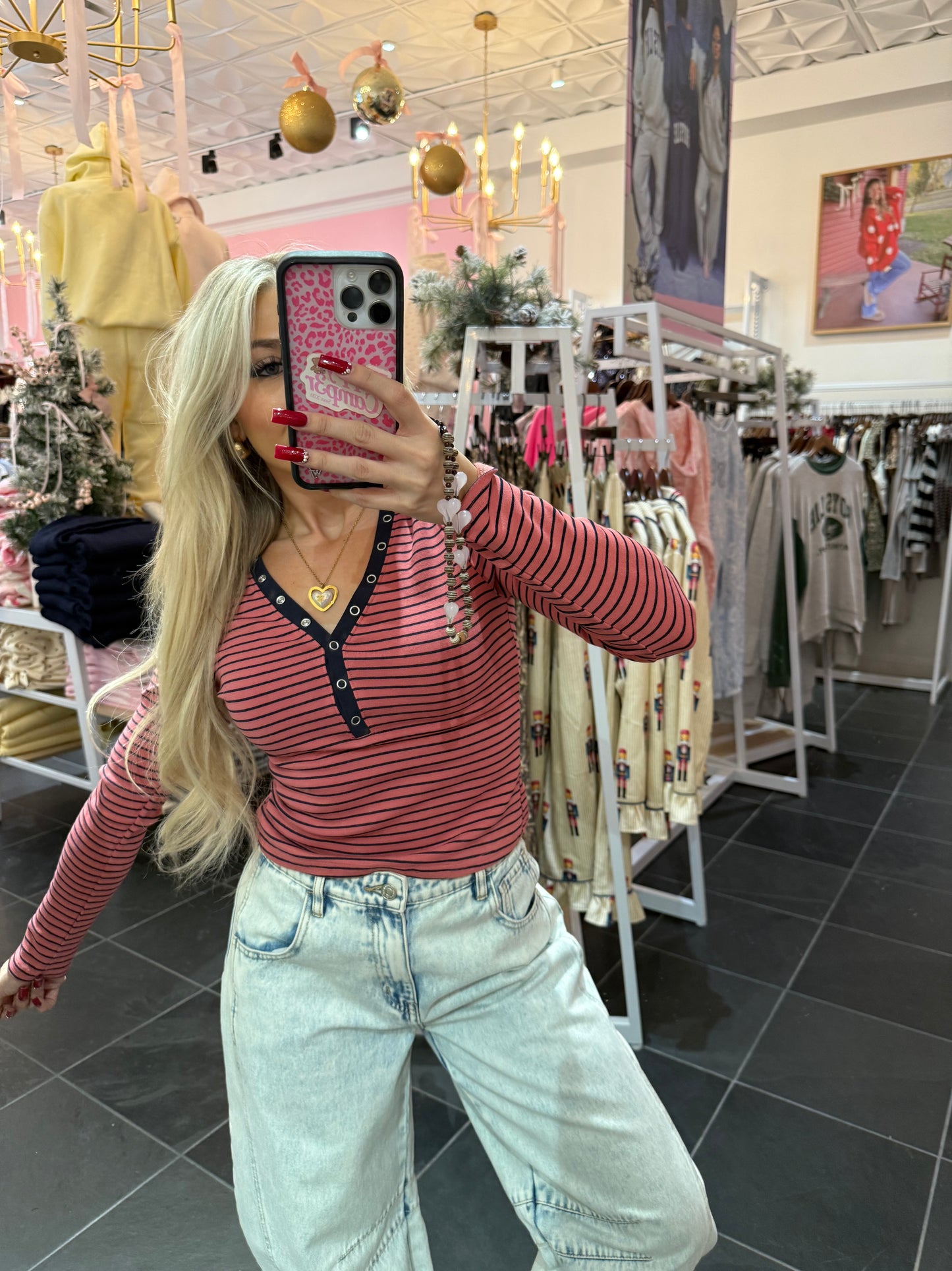 Study Break Striped L/S in Pink