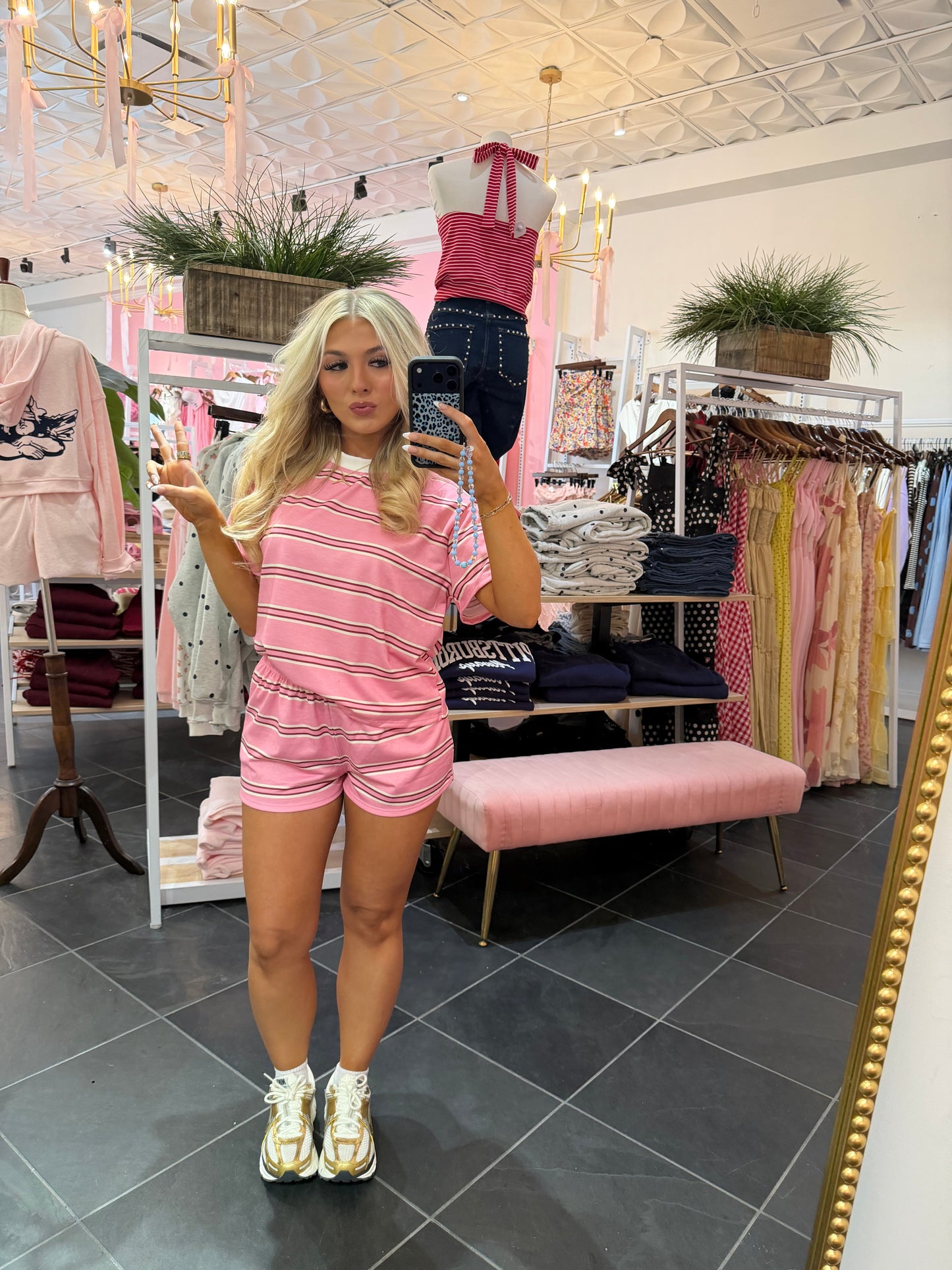 Bigger Issues Striped Set Pink (TOP)