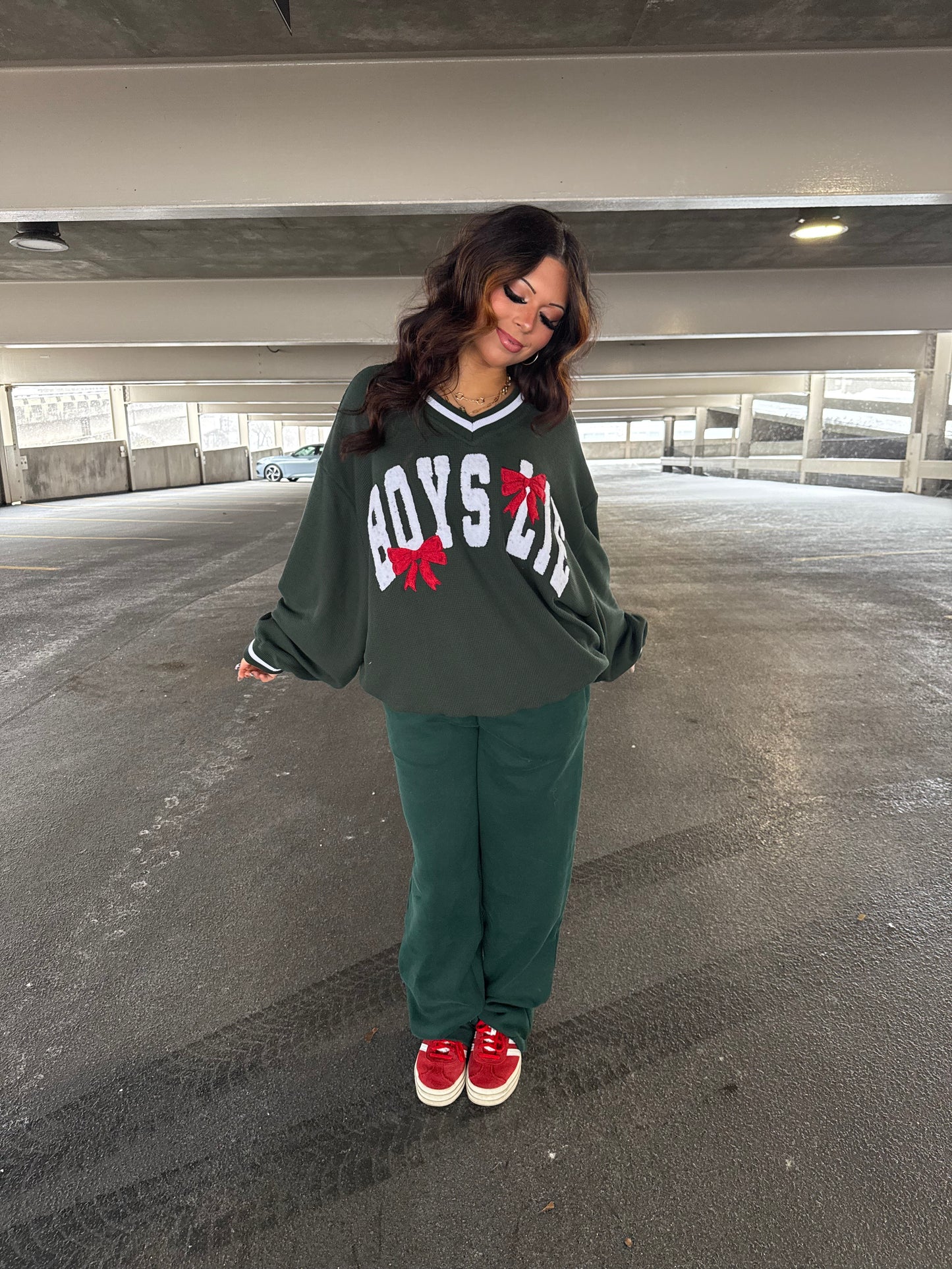 Boys Lie Green Bow V-Neck