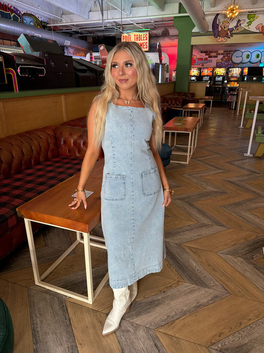 Dione’s Denim Midi Dress