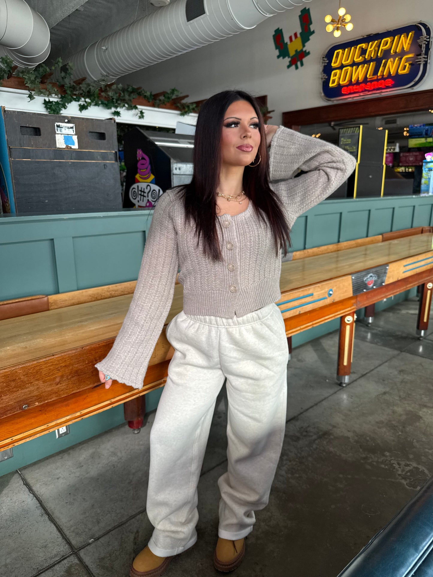 Marled Taupe Cardi Girl