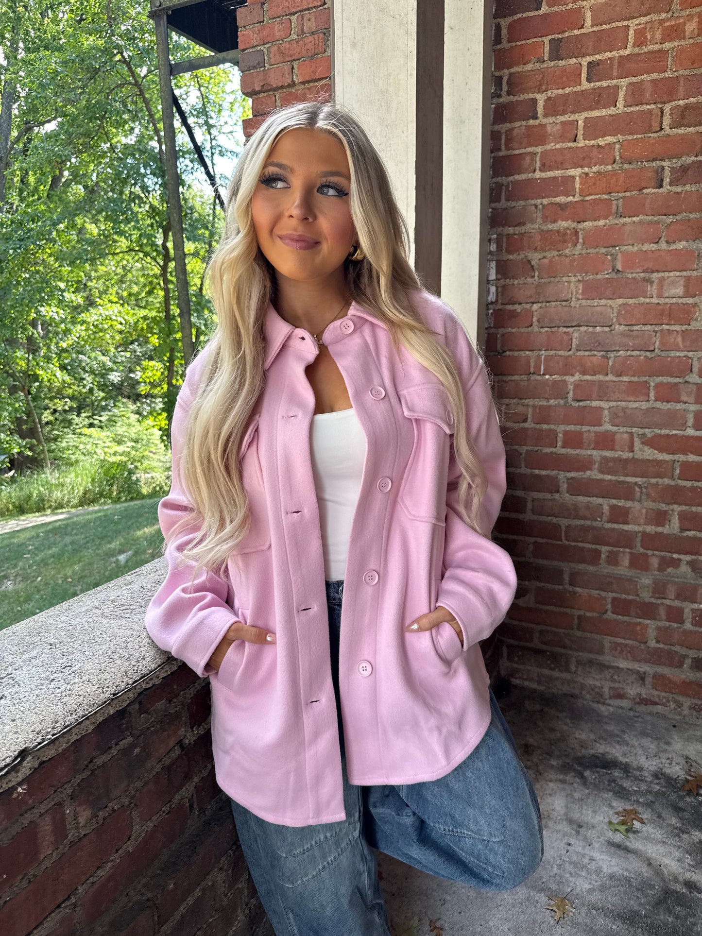 Shopping Addict Shacket in Blush