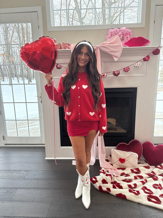 Midi Slit Skirt in Red