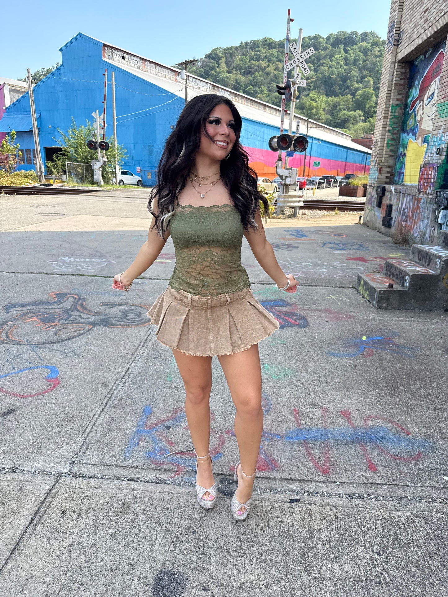 Farmers Market Mini Skirt in Nude