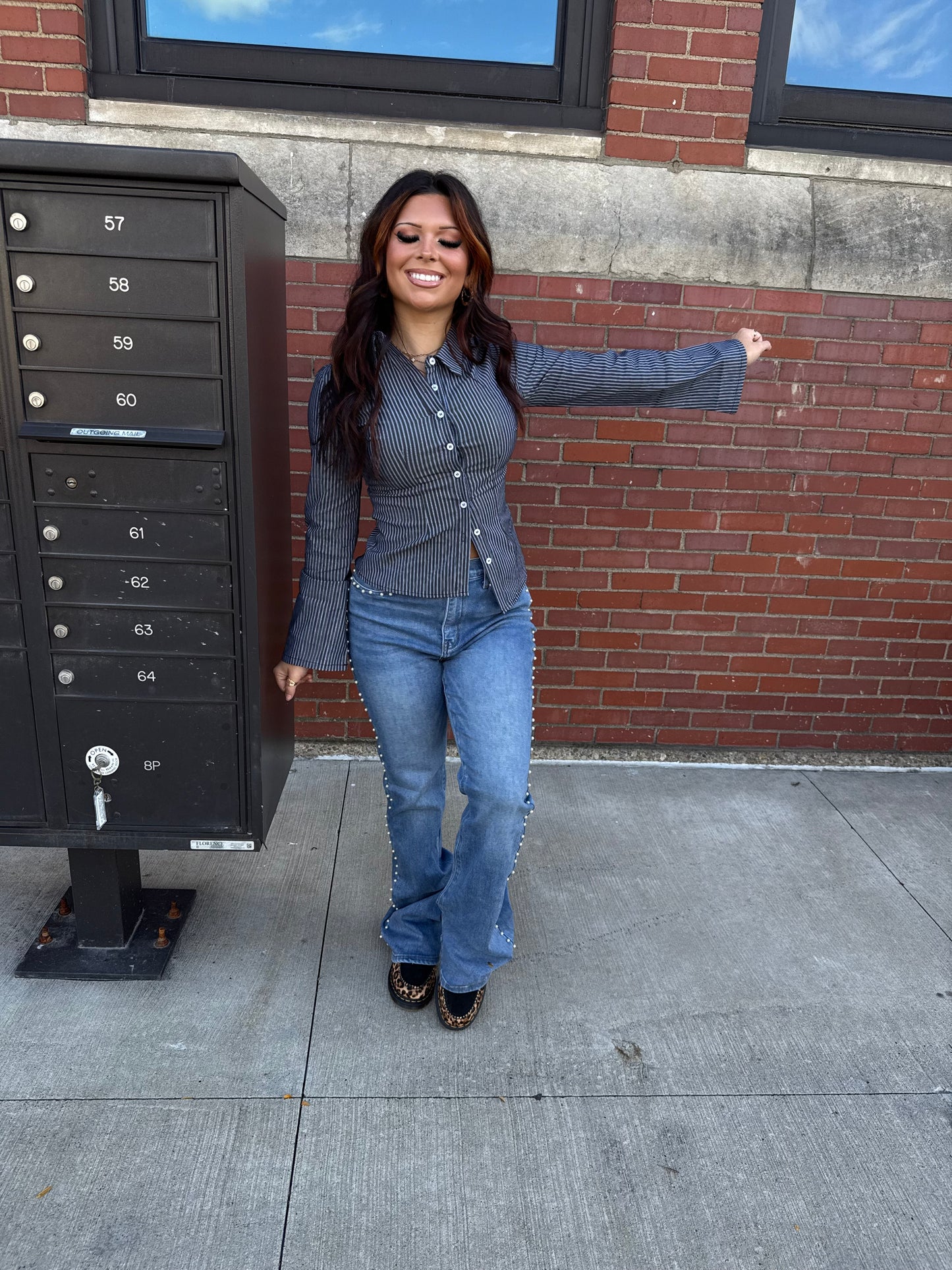 West Washed Black Button Up