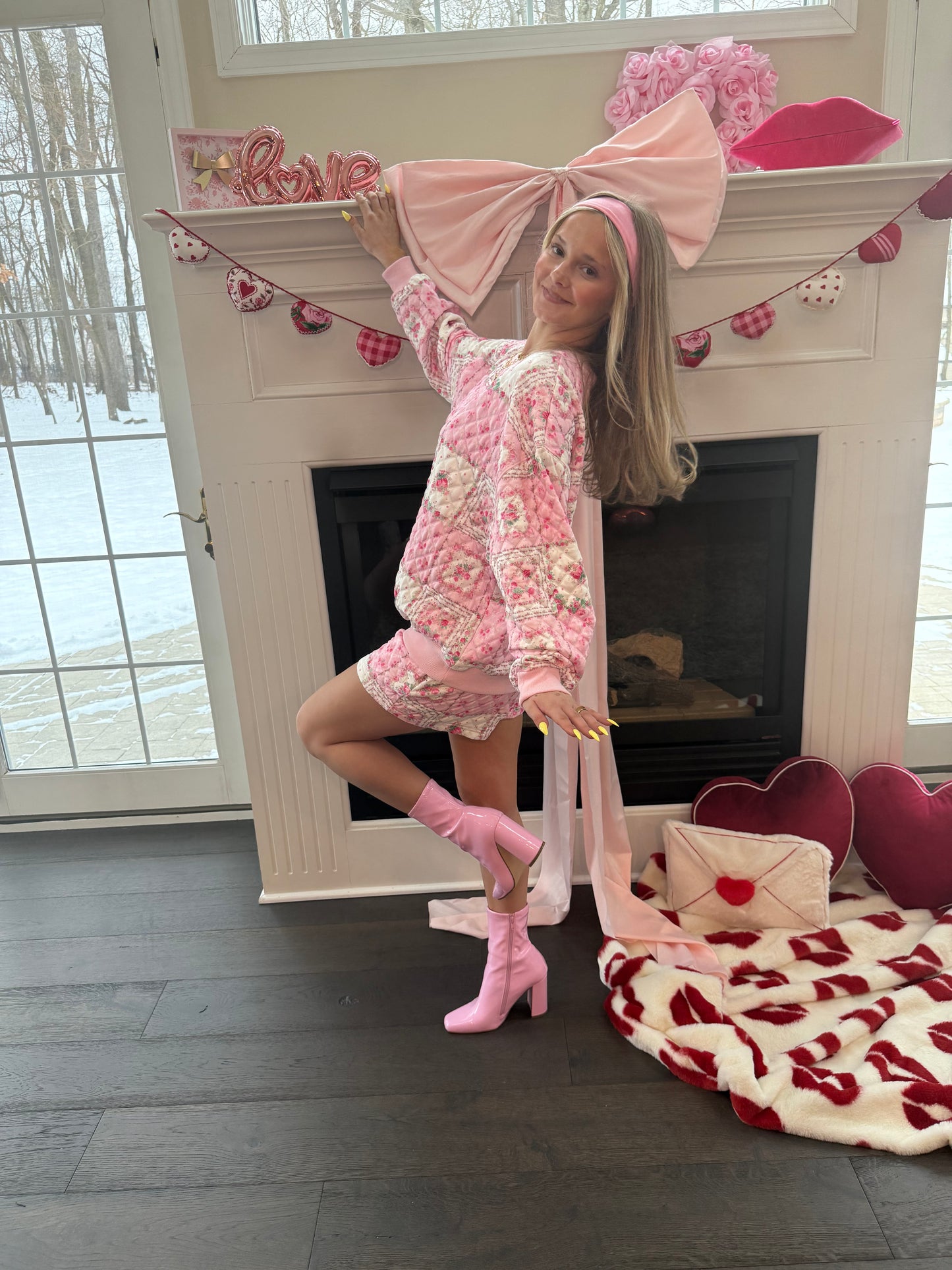 Please Patchwork Set Blush Crew