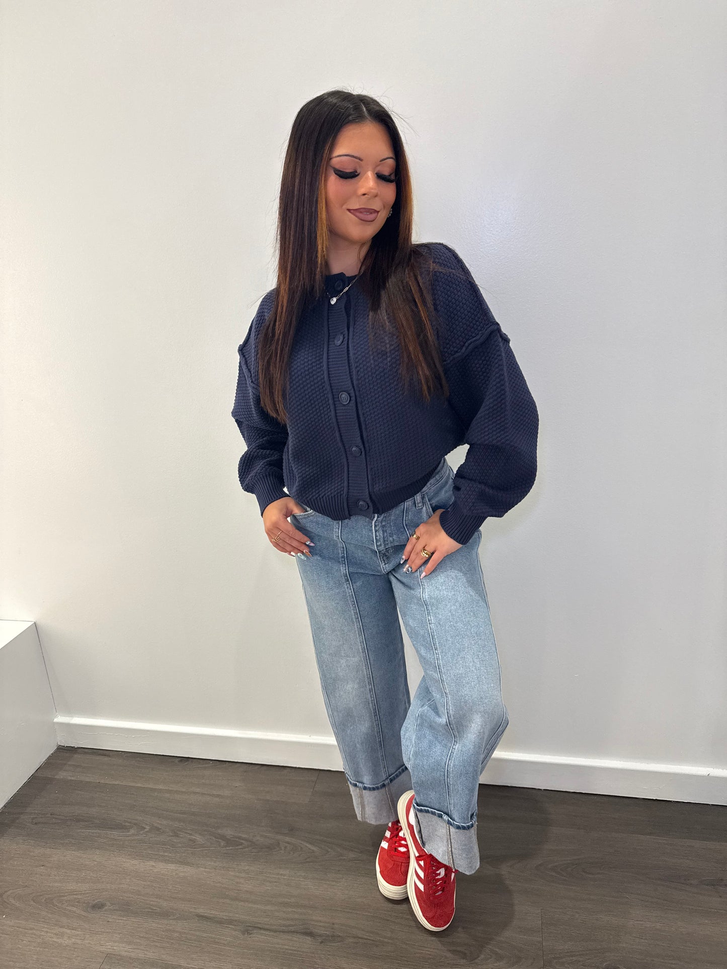 Willis Waffle Navy Cardi