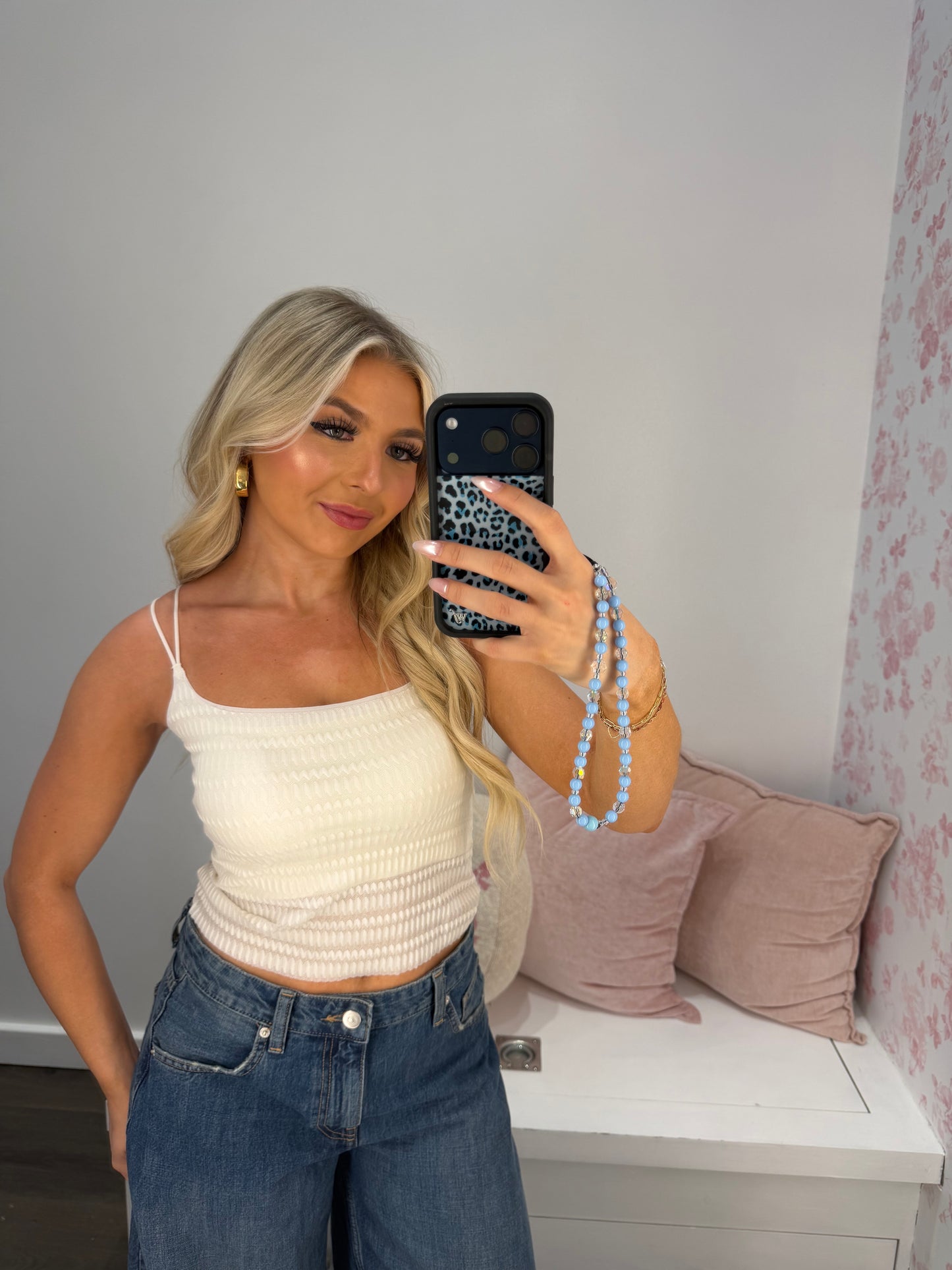 Zig Cream Textured Bra Top