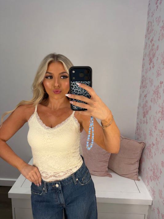 Creamy Floral Embroidered Bra Top