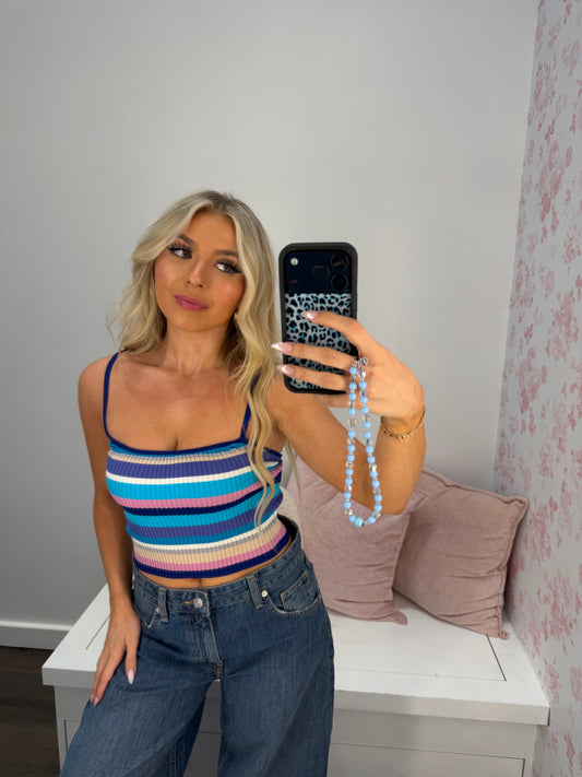 Brooks Striped Tank in Deep Blue