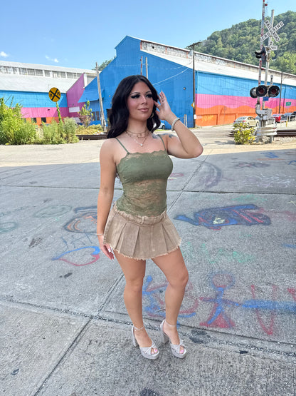 Lil Lace Olive Martini Tank