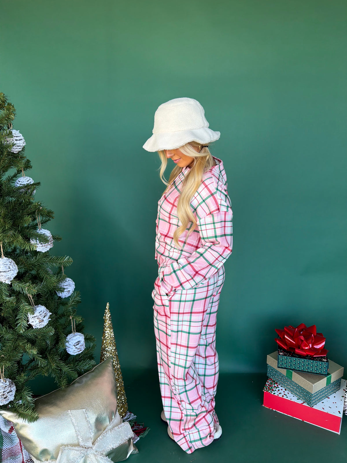 Pink Xmas Girl Plaid Jammies (SOLD TOGETHER)
