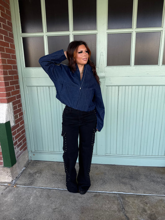 Cargo Onyx Studded Jean