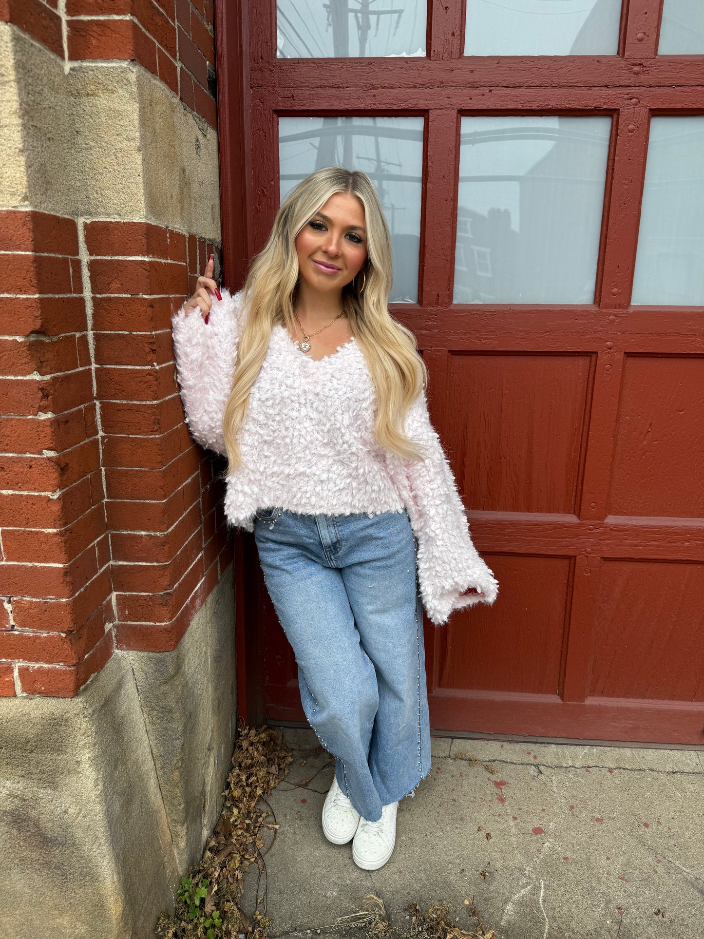 Pretty in Pink Fuzzy Sweater