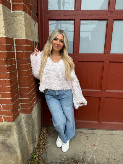 Pretty in Pink Fuzzy Sweater