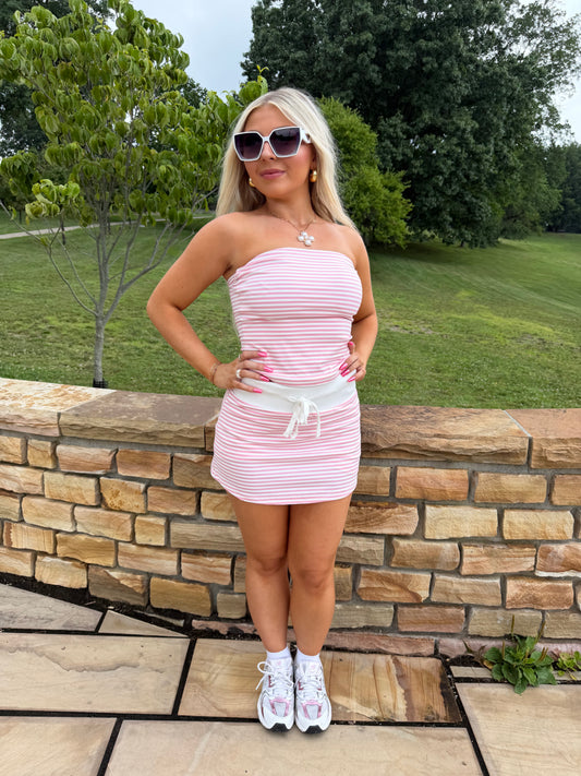 Baby Cakes Striped Set PINK (Skirt)