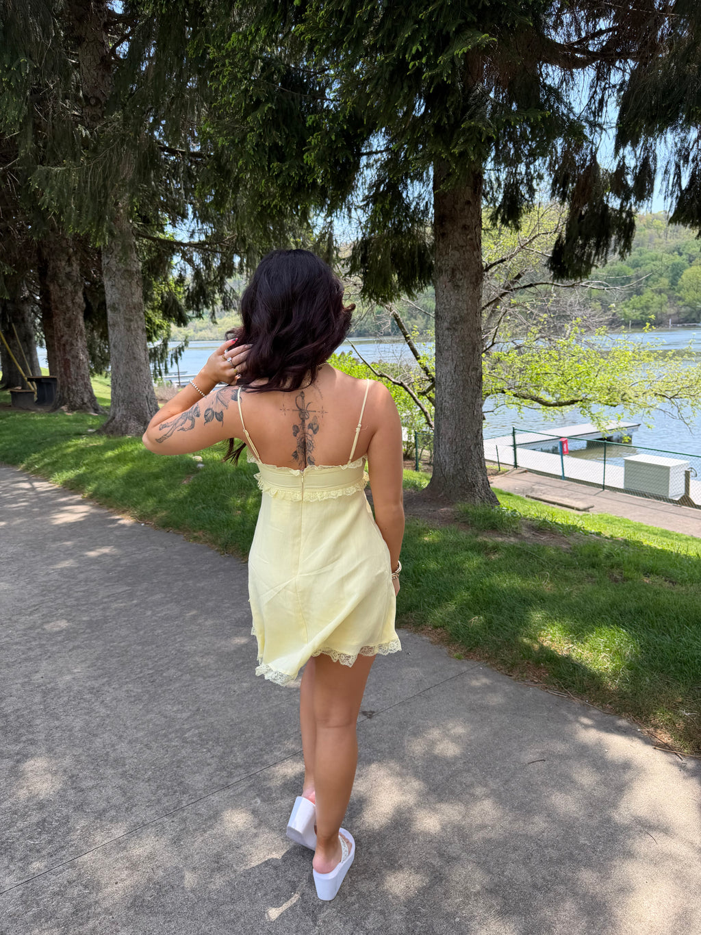 For The Ribbons Mini Dress in Yellow
