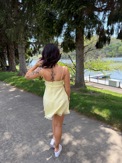 For The Ribbons Mini Dress in Yellow