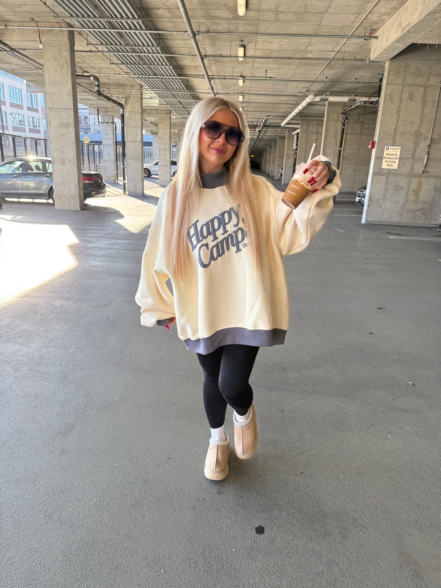 Happy Camp3r Cream/Navy Mockneck