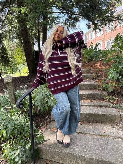 Copper Collar Sweater in Wine