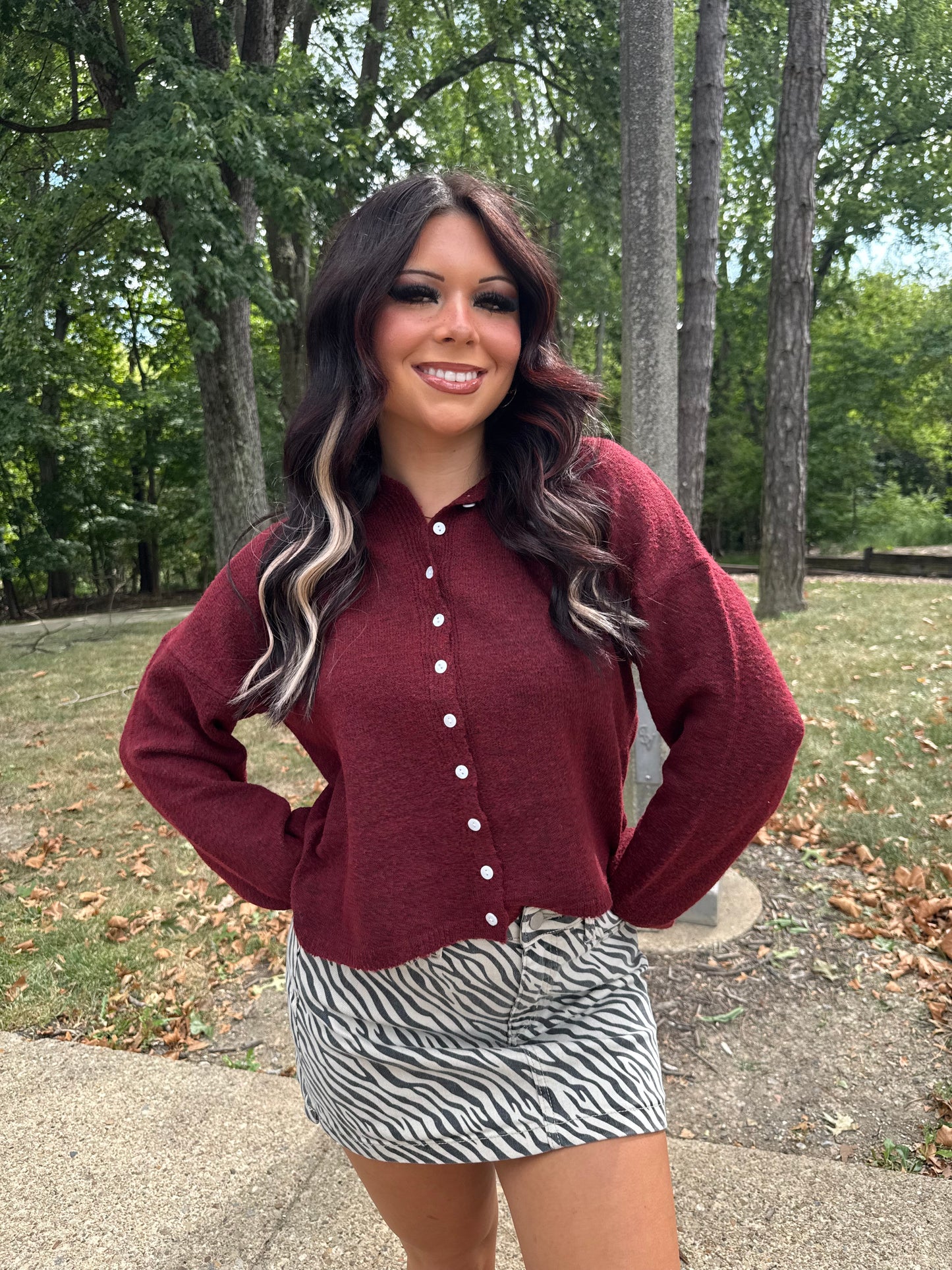 Bout Time Burgundy Cardi