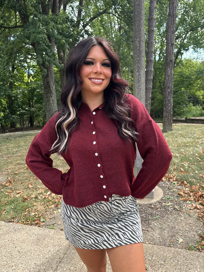 Bout Time Burgundy Cardi