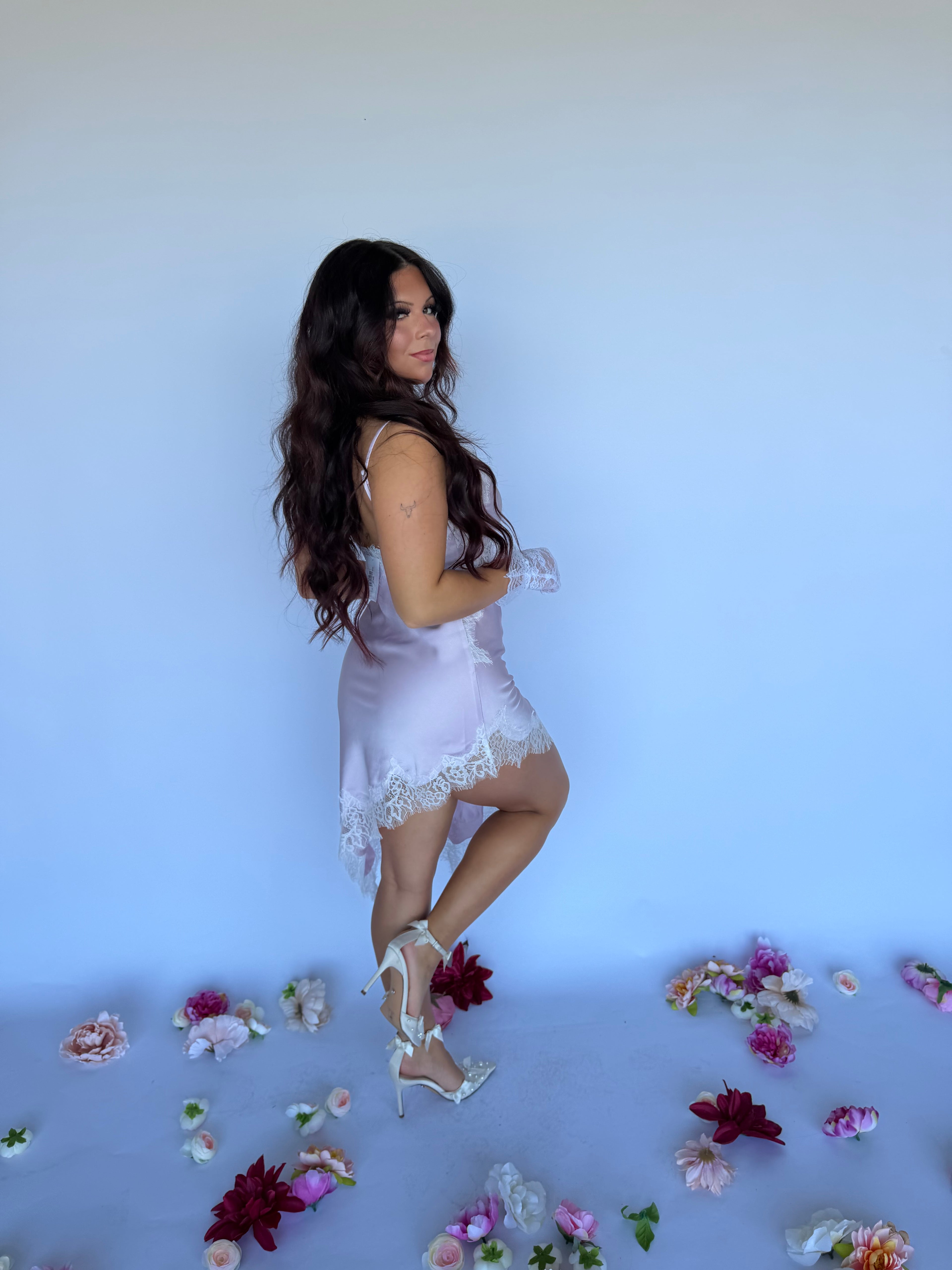 Stupid Song Lace Dress in Lav FINAL SALE