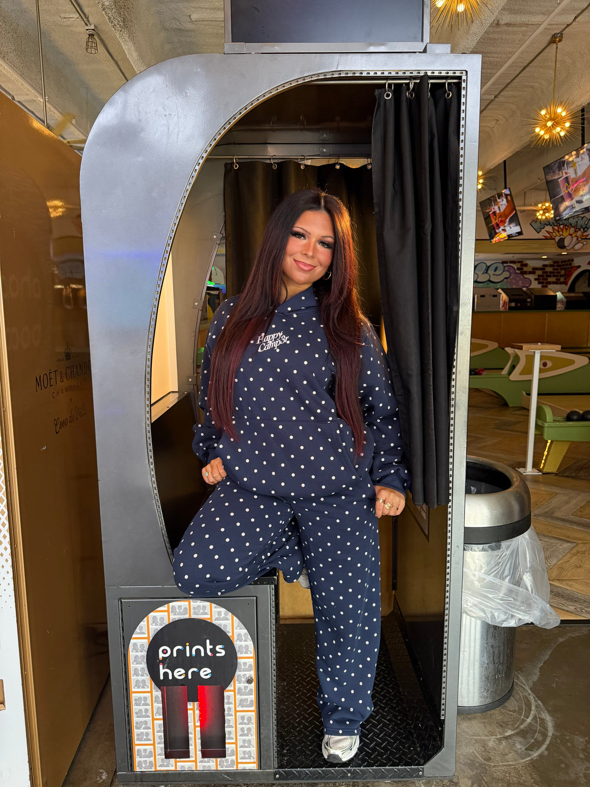 Happy Camp3r Polka Hoodie in Navy
