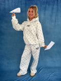 Heather Gray Polka Dot Appliqué Hoodie