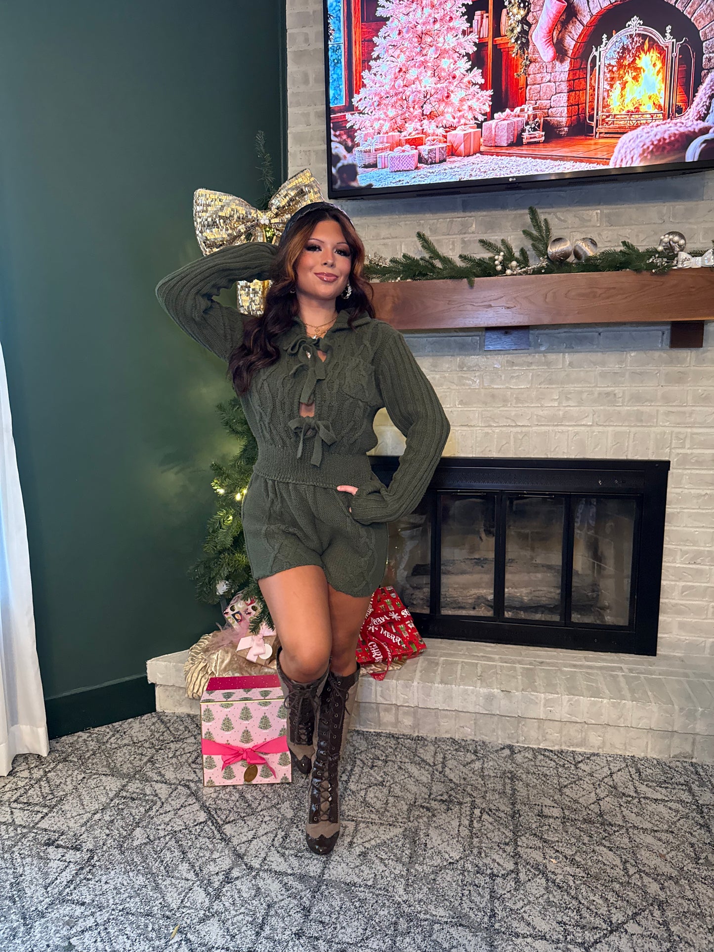 Olive Christmas Martini Romper