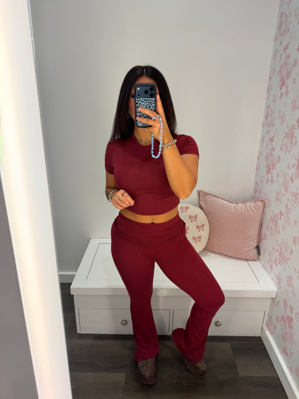Shopping Addiction Cropped Tee in Deep Red